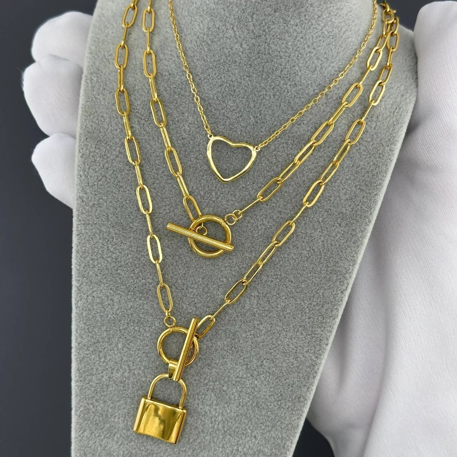 "Lock" nyaklánc, 18K aranyozott acél