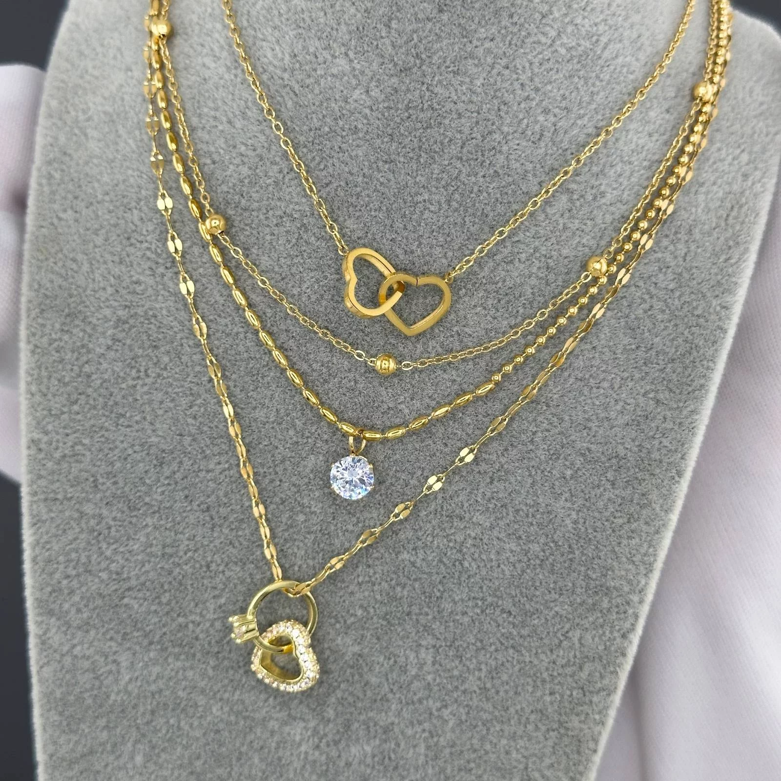 "Hearts" nyaklánc, 18K aranyozott acél